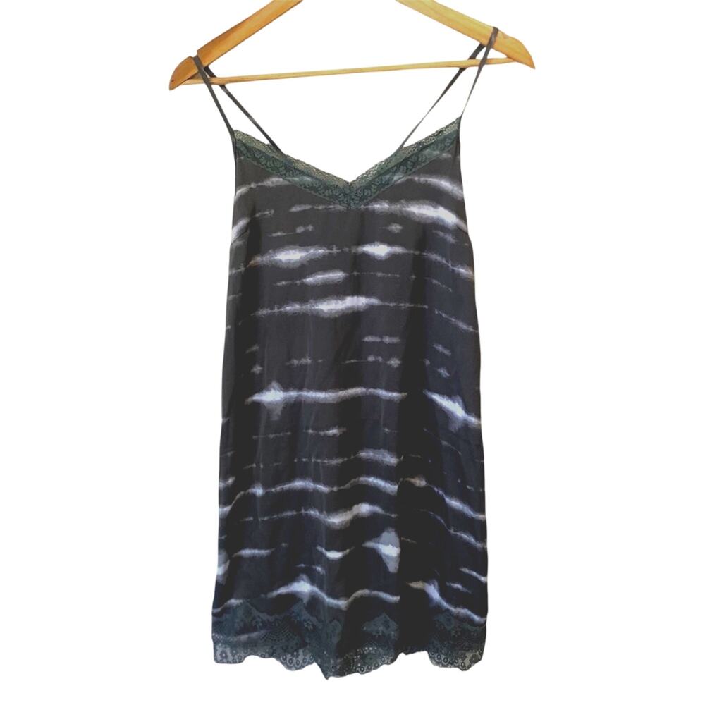 Aerie Slip Dress Womens Silky Lace Trim Tie Dye Chemise Lingerie Sexy Boho Mini